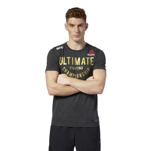 Koszulki Męskie Reebok UFC Fight Night Walkout Jersey Czarne/Złote PL 63CXRDP